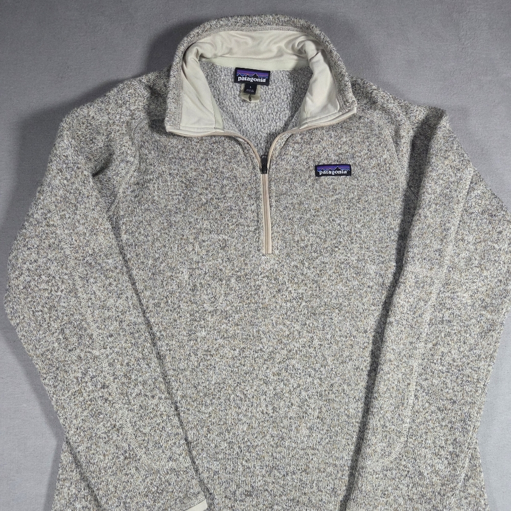 Patagonia Women's Beige Fleece Quarter-zip Sweater Size Large
